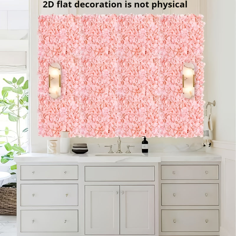 12pcs Blush & Flower Wall Panels - Realistic 2D Flat Artificial Flower Backdrop, Install Wedding/ Decoration, 15x15 Inches for Photo Booth Background, No Maintenance Required Suitable for Wedding Backdrop, 2D Flat