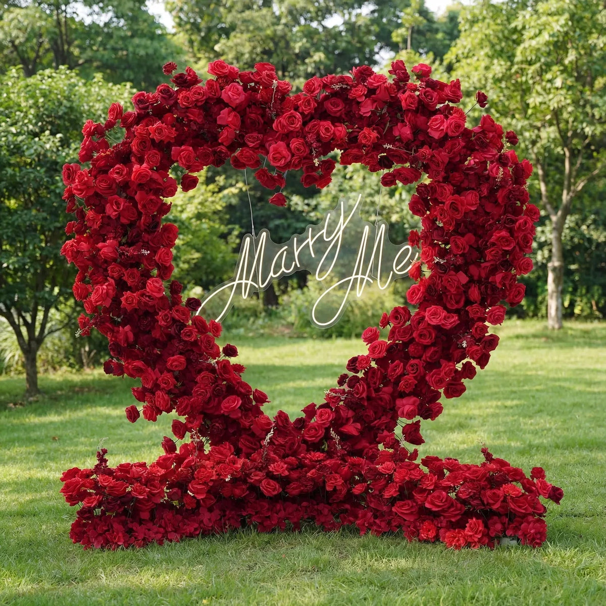 ValarFlowers Red Rose Heart - Shaped Floral Backdrop: A Romantic Proposal & Event Centerpiece-HA-405 | Elegant Event Decor