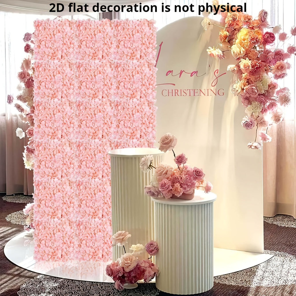12pcs Blush & Flower Wall Panels - Realistic 2D Flat Artificial Flower Backdrop, Install Wedding/ Decoration, 15x15 Inches for Photo Booth Background, No Maintenance Required Suitable for Wedding Backdrop, 2D Flat