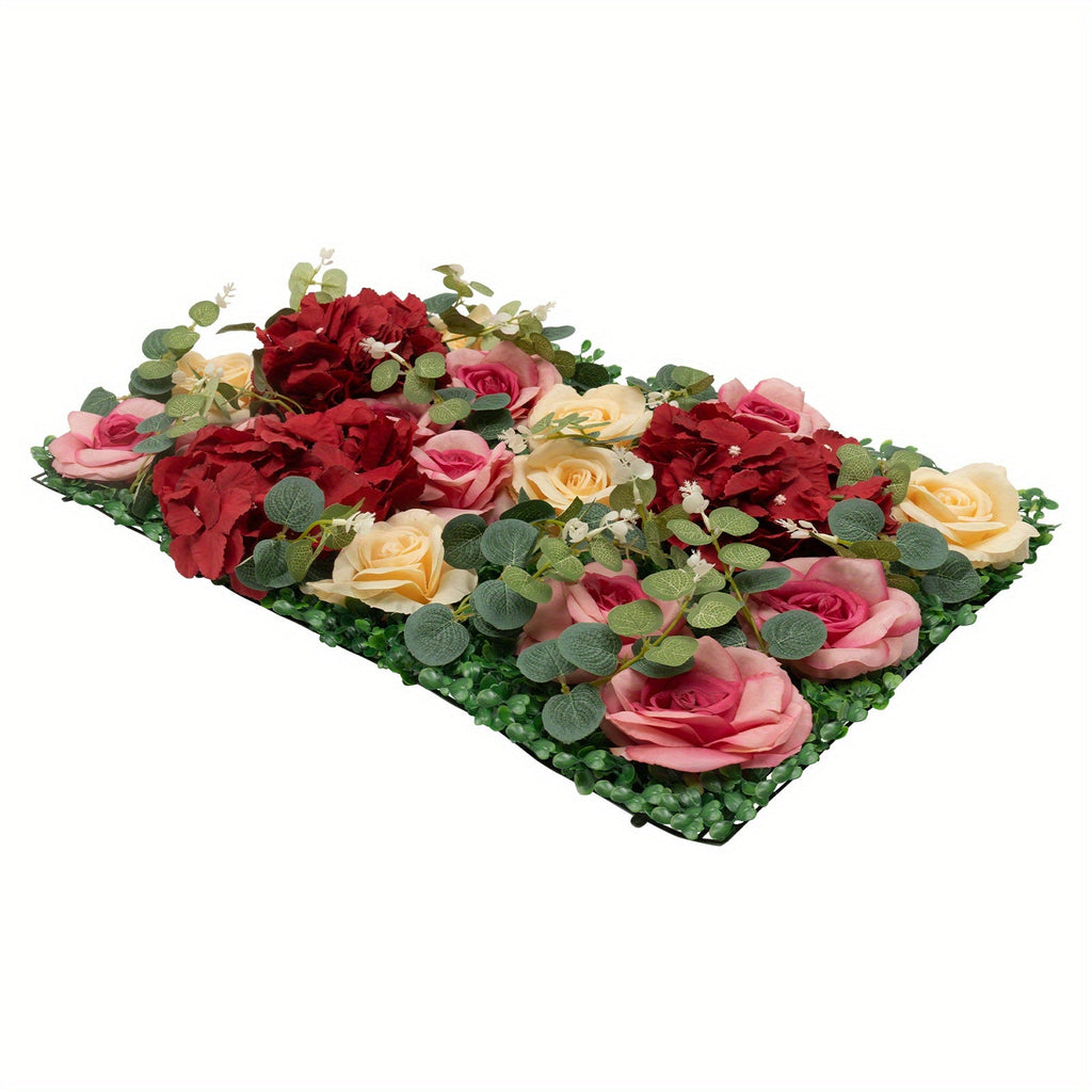 Artificial Flower Wall Panels, 12pcs 40x60cm Flower Wall Mat Silk Rose Flower Wall Decor, 3D Flower Wall Panel for Backdrop Wedding Birthday Party Home Decorations (12pcs, 15.7 * 23.6in)