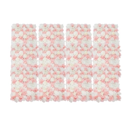 DNYSYSJ Flower Wall 12PCS 23.62"" x 15.75"" x 0.79"" Lifelike Pink & White Hydrangea Artificial Flowers Panel Silk Fabric Floral Wall Mat Rose Flower Wall Backdrop Decors, VUIFGBP4HRP04 - Baby Pink / 12 pieces