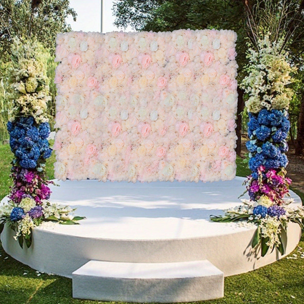 6pcs Artificial Flowers Wall Romantic Rose Flower Wall for Background Decoration Roses Wall Panel Hanging Wedding Venue Main Road Decor Silk Flower Panels Photo Backdrop Decor