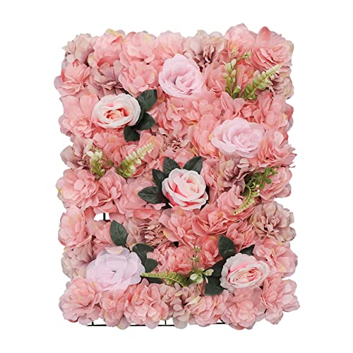 Flower Wall Panels 12pcs 24x15 Inch Artificial Wall Flower Backdrop for Wedding Party Baby Bridal Shower Decor, Hanging Fake Silk Flower Backdrop Wall Decor (Light Rose) - Pao Rose