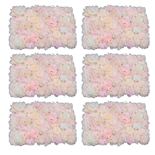 6PCs Flower Wall Panel,Silk Wall Panels Backdrop,Wedding Wall Decor,Dark Pink DIY 3D Floral Panels,Photo Fake Screen for Party Event,15.7 * 23.6inch (Dark Pink) - Champagne
