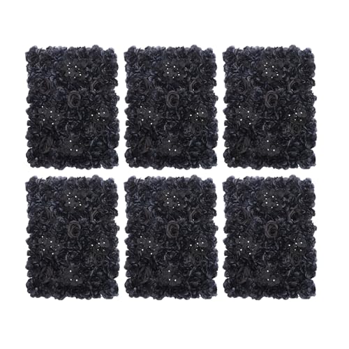 DNYSYSJ Flower Wall 12PCS 23.62"" x 15.75"" x 0.79"" Lifelike Pink & White Hydrangea Artificial Flowers Panel Silk Fabric Floral Wall Mat Rose Flower Wall Backdrop Decors, VUIFGBP4HRP04 - Black Roses / 12 pieces