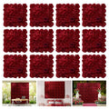 RIDDSEE12pcs Flower Wall Backdrop16.5 x16.5 Artificial Floral Panels-Maroon - Maroon / 16.5inch