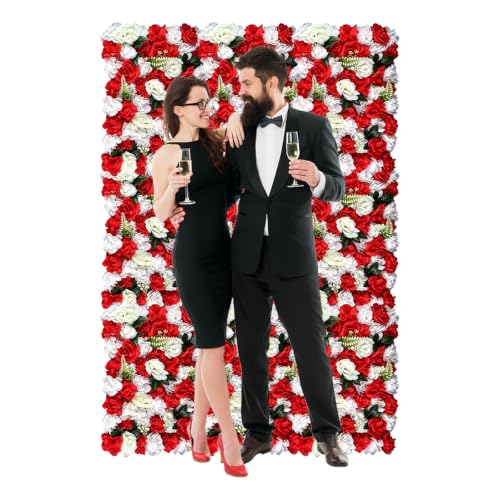 12 PCS Artificial Flower Wall Panels(Purple) - Red