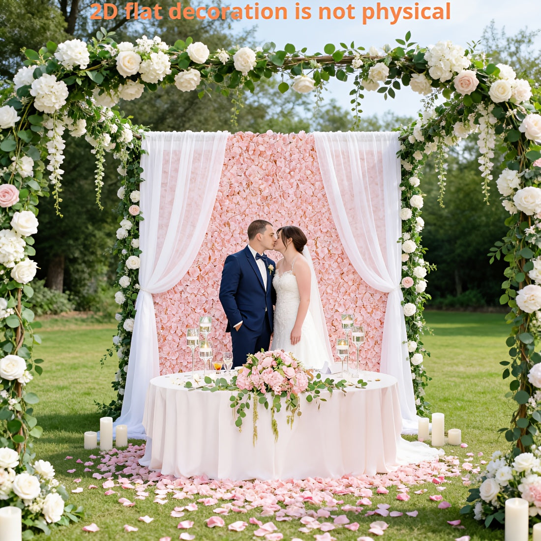 12pcs Blush & Flower Wall Panels - Realistic 2D Flat Artificial Flower Backdrop, Install Wedding/ Decoration, 15x15 Inches for Photo Booth Background, No Maintenance Required Suitable for Wedding Backdrop, 2D Flat