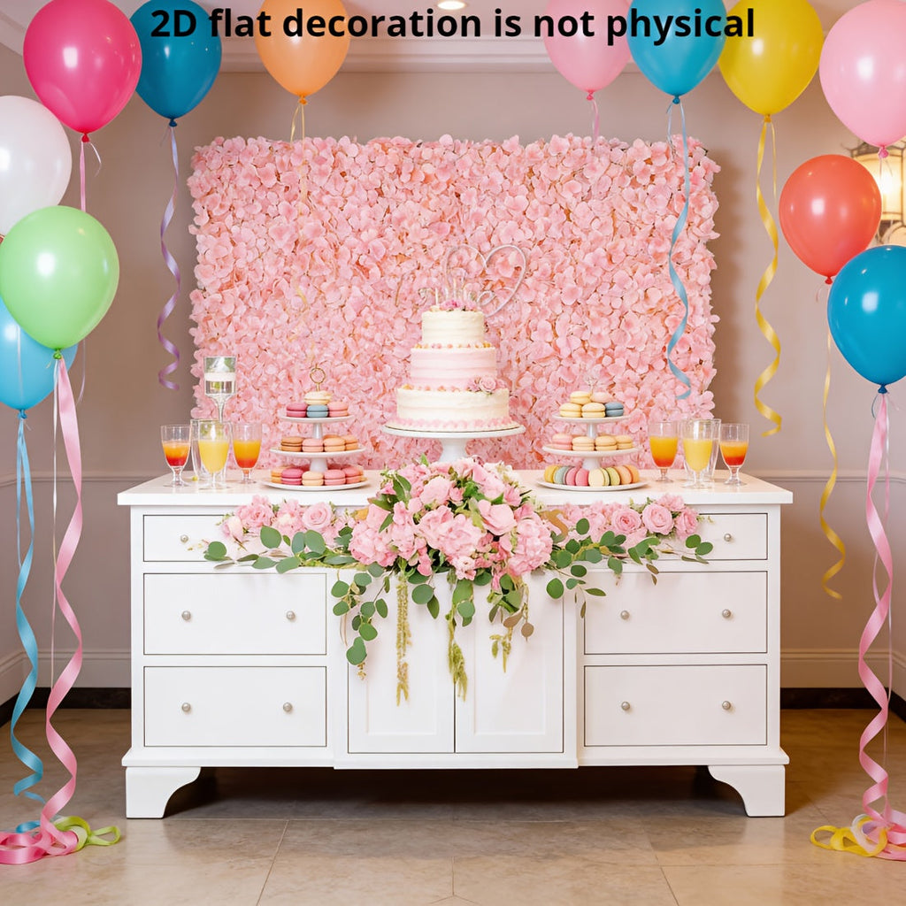 12pcs Blush & Flower Wall Panels - Realistic 2D Flat Artificial Flower Backdrop, Install Wedding/ Decoration, 15x15 Inches for Photo Booth Background, No Maintenance Required Suitable for Wedding Backdrop, 2D Flat