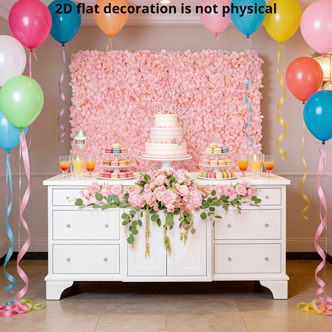 12pcs Blush & Flower Wall Panels - Realistic 2D Flat Artificial Flower Backdrop, Install Wedding/ Decoration, 15x15 Inches for Photo Booth Background, No Maintenance Required Suitable for Wedding Backdrop, 2D Flat