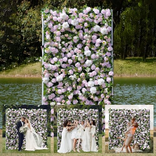 4ft*8ft Artificial Flower Wall Panels, 3D Silk Rose Floral Backdrop - Pinkchico / 4ft*8ft
