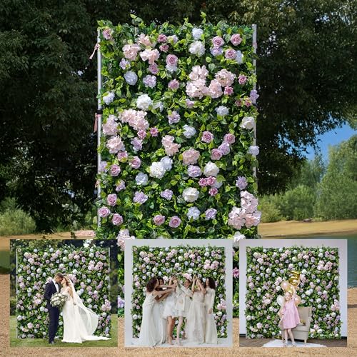 4ft*8ft Artificial Flower Wall Panels, 3D Silk Floral Wall Backdrop - Pinkmem / 4ft*8ft