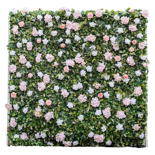 Flower Wall, Silk Artificial Flower Wall Backdrop for Wedding, Party and Home Decor, Fake Floral Panels for Bridal, White and Gold, 8 x 8ft - Multi Color / 8 ft x 8 ft