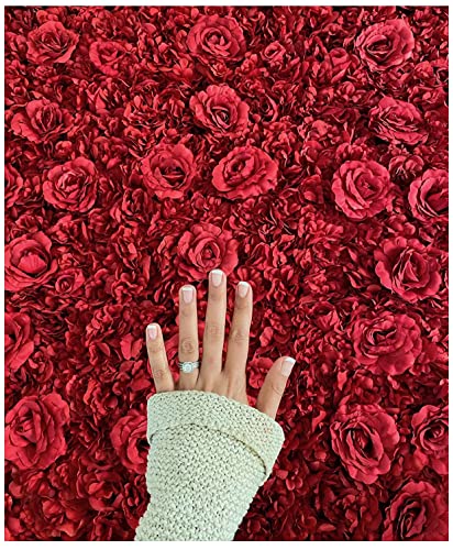 Blush Blooms Decor Flower Panels for Flower Wall (6 Pack) 24 Inch by 16 Inch Each | Flower Wall, Backdrop, Weddings, Event Decor, Bridal & Baby Shower, and Photography Décor (Red) - Red (6 Pack - Big Panels)