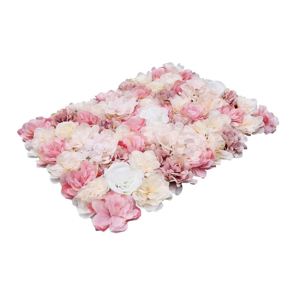 DNYSYSJ Flower Wall 12PCS 23.62"" x 15.75"" x 0.79"" Lifelike Pink & White Hydrangea Artificial Flowers Panel Silk Fabric Floral Wall Mat Rose Flower Wall Backdrop Decors, VUIFGBP4HRP04
