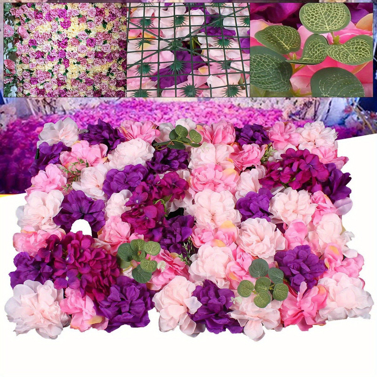 6pcs Artificial Flower Wall Panel Indoor Outdoor Flower Wall Panel for WeddingDecor