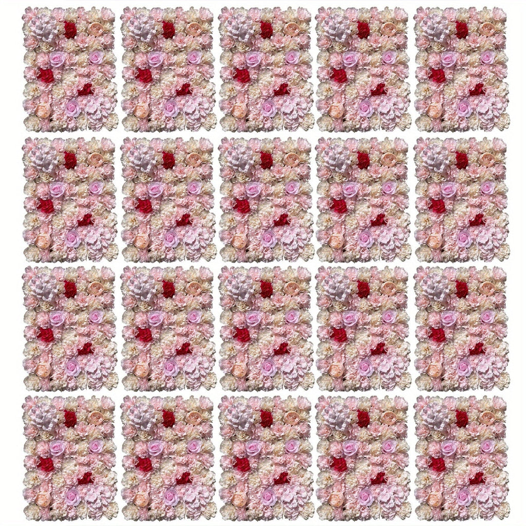 20pcs Pack Artificial Flower Wall Panels Suitable for Outdoor/Indoor Privacy Screen, Fence Covering & - Realistic Silk Flower Panels with Light Pink Roses, Light Yellow Suitable for Garden, Backyard, Weddings, Parties - HomeEcho