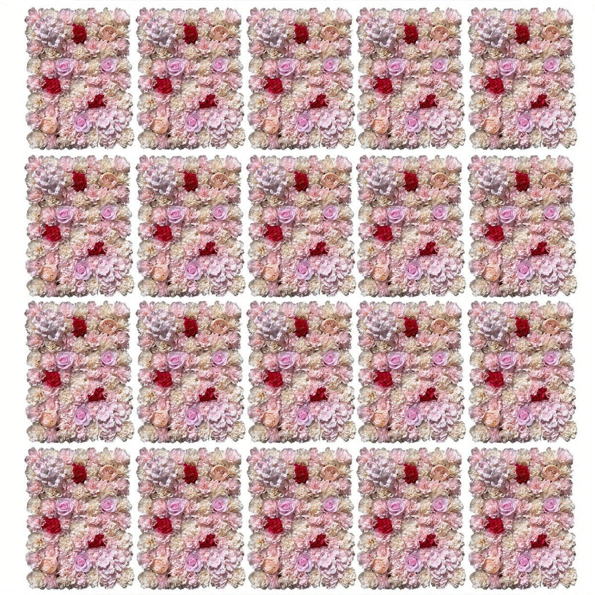 20pcs Pack Artificial Flower Wall Panels Suitable for Outdoor/Indoor Privacy Screen, Fence Covering & - Realistic Silk Flower Panels with Light Pink Roses, Light Yellow Suitable for Garden, Backyard, Weddings, Parties - HomeEcho