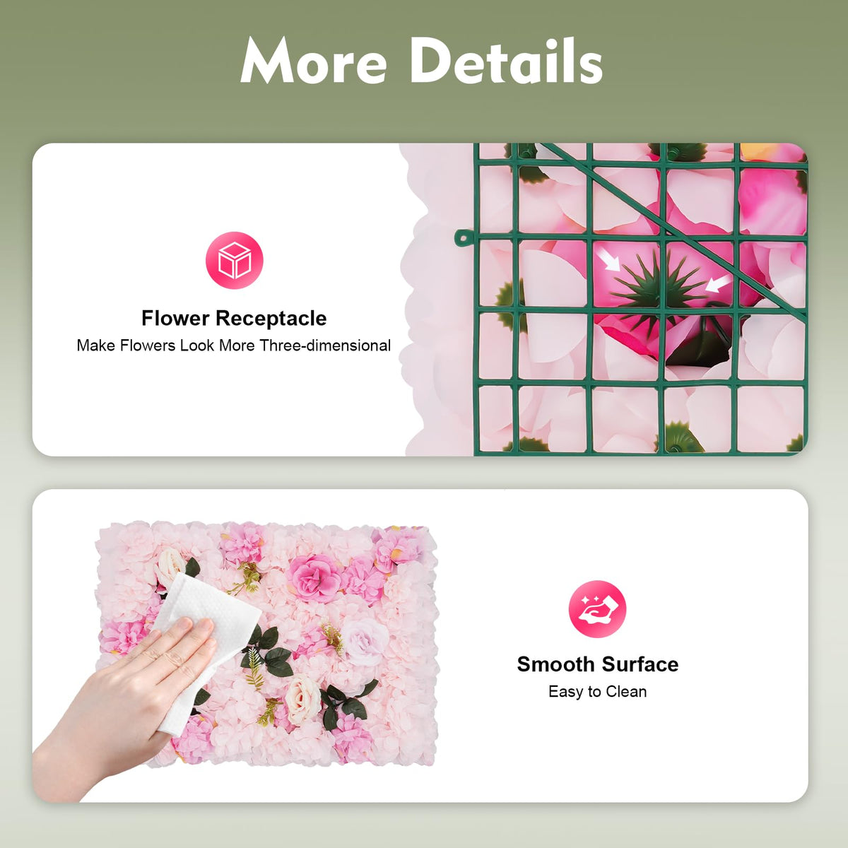 12PCS Artificial Flower Wall Panels, Rose Backdrop for Weddings, Reusable 3D Silk Floral Decor Wedding Flower Decorations Wall Silk Rose Panels for Birthdays, Showers, Photo Booths