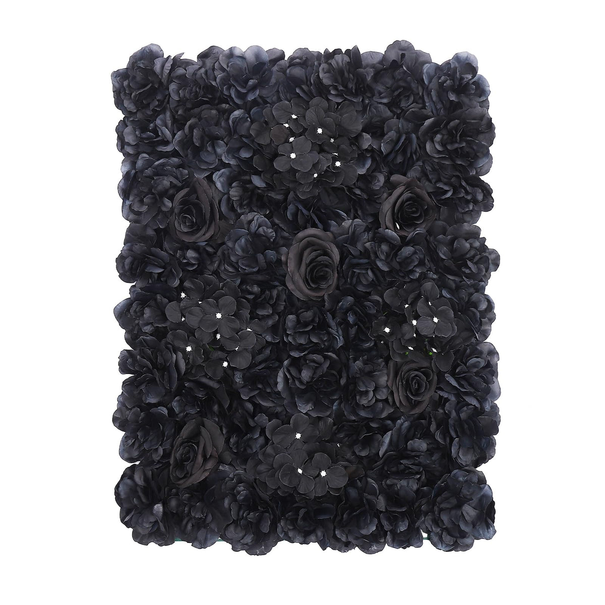 DYNAMI 12Pcs Black Artificial Flower Wall Panels, Silk Floral Hydrangeas Dahlias Roses Wall Panels,23.6 * 15.8in Artificial Floral Backdrop Wall Decorative Panels, for Wedding Party Anniversary
