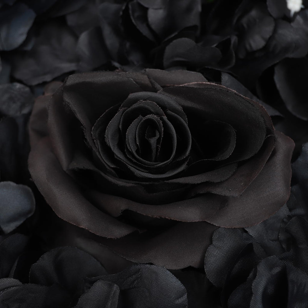 12pcs Artificial Flower Wall Panel 15 * 15inches Black Rose 3D Handmade Faux Flower Floral Wall Décor Backdrop Gothic Style for Wedding Birthday Halloween Bachelorette Party Wall Decoration