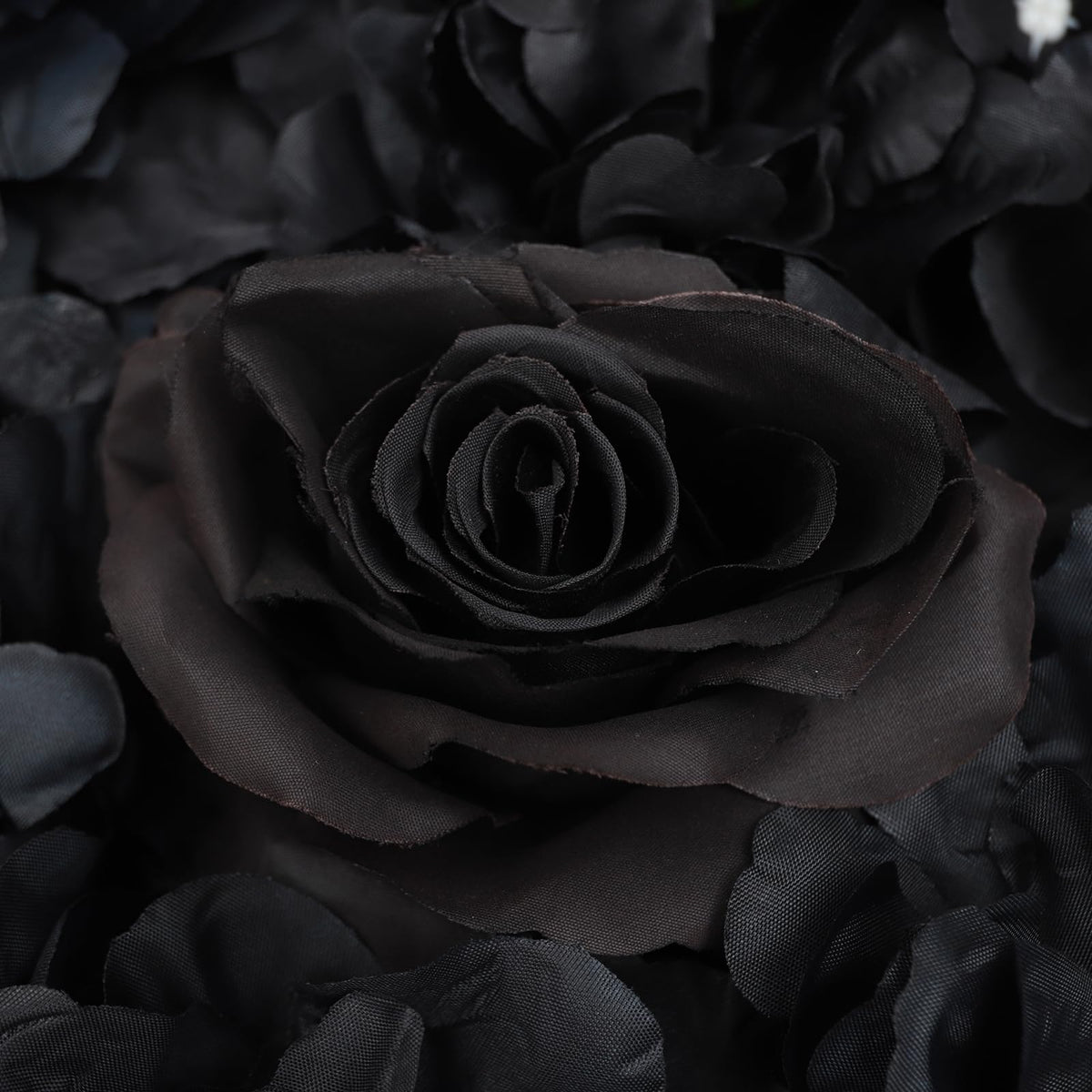 12pcs Artificial Flower Wall Panel 15 * 15inches Black Rose 3D Handmade Faux Flower Floral Wall Décor Backdrop Gothic Style for Wedding Birthday Halloween Bachelorette Party Wall Decoration