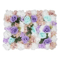 12-Pack Flower Wall Panel, 15"x23"Artificial Flower Wall Panels, Light Purple Dahlia & Pink Rose, Durable Silk, Artificial Floral Backdrop for Wedding Party Home Decor