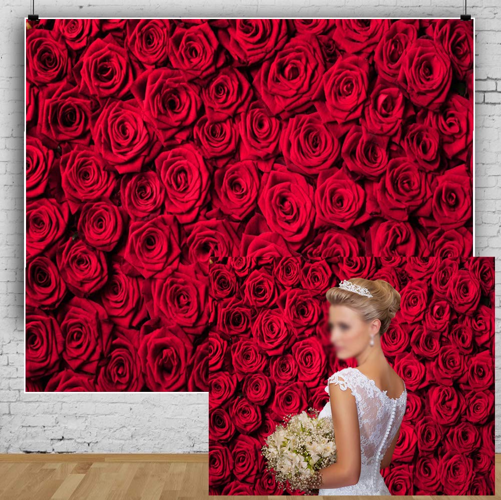 Blush Blooms Decor Flower Panels for Flower Wall (6 Pack) 24 Inch by 16 Inch Each | Flower Wall, Backdrop, Weddings, Event Decor, Bridal & Baby Shower, and Photography Décor (Red)