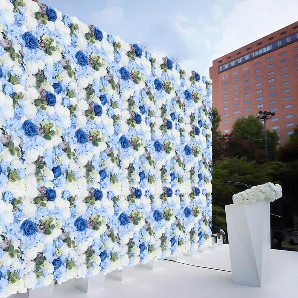 6Pcs Flower Wall Panel Plastic Artificial Flower Backdrop,3D Artificial Flower Wall Panel,Silk Mesh Wall Background for Party Wedding Decor