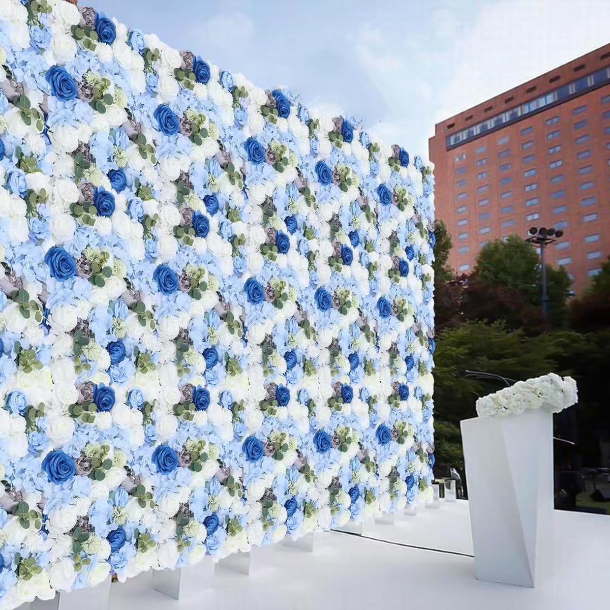 6Pcs Flower Wall Panel Plastic Artificial Flower Backdrop,3D Artificial Flower Wall Panel,Silk Mesh Wall Background for Party Wedding Decor