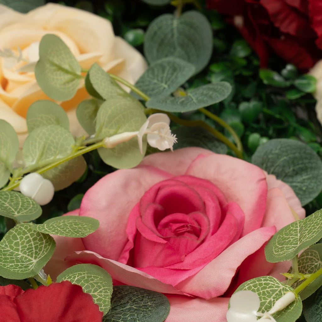 Artificial Flower Wall Panels, 12 Pcs 3D Rose Hydrangea Flower Wall Backdrop Faux Flower Wall Mat for Flowers Panel Decor Party Wedding Bridal Shower Baby Shower Decor