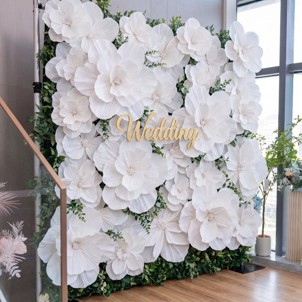 Artificial Flower Wall Backdrop 8×8 ft (2.4×2.4 m), 2 Panels 4×8 ft Each, Realistic Blooms for Wedding Ceremony, Photo Booth & Baby Shower,Stand/Frame Not Included