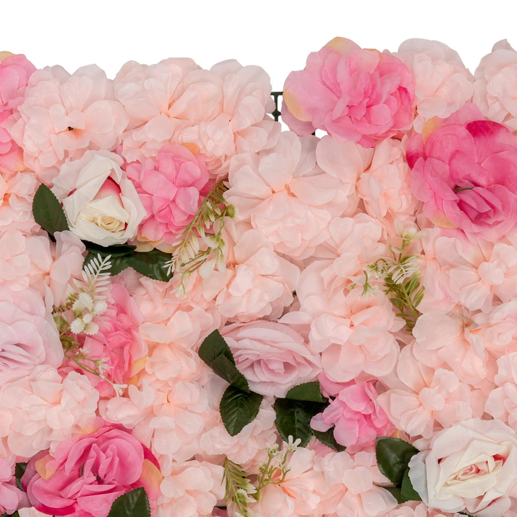 20 Pcs Flower Wall Panels,Artificial Floral Backdrop,Flower Panels for Event Party Wedding Decor,Light Pink Dahlia Rose & Watercress,23.62x15.75''