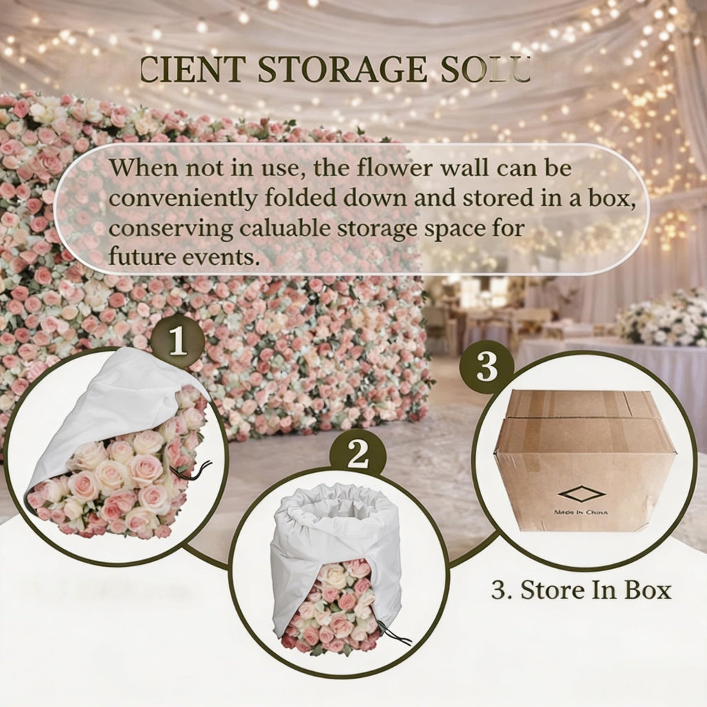 Artificial Pink Flower Wall, 8 * 8FT