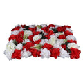 12Pcs Artificial Silk Flower Wall, Artificial Silk Rose Flower Panel, Wedding Background Decor (Red and White)