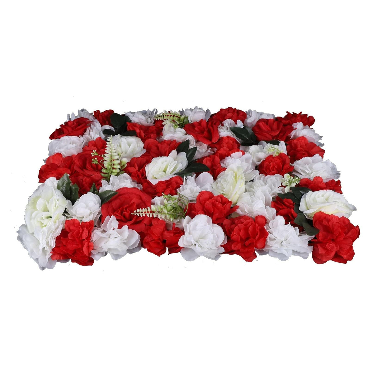 12Pcs Artificial Silk Flower Wall, Artificial Silk Rose Flower Panel, Wedding Background Decor (Red and White)