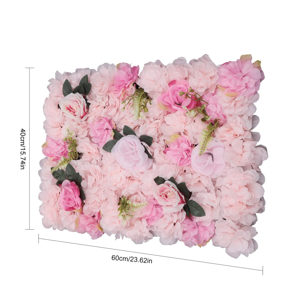 Flower Wall Panels 12pcs 24x15 Inch Artificial Wall Flower Backdrop for Wedding Party Baby Bridal Shower Decor, Hanging Fake Silk Flower Backdrop Wall Decor (Light Rose)