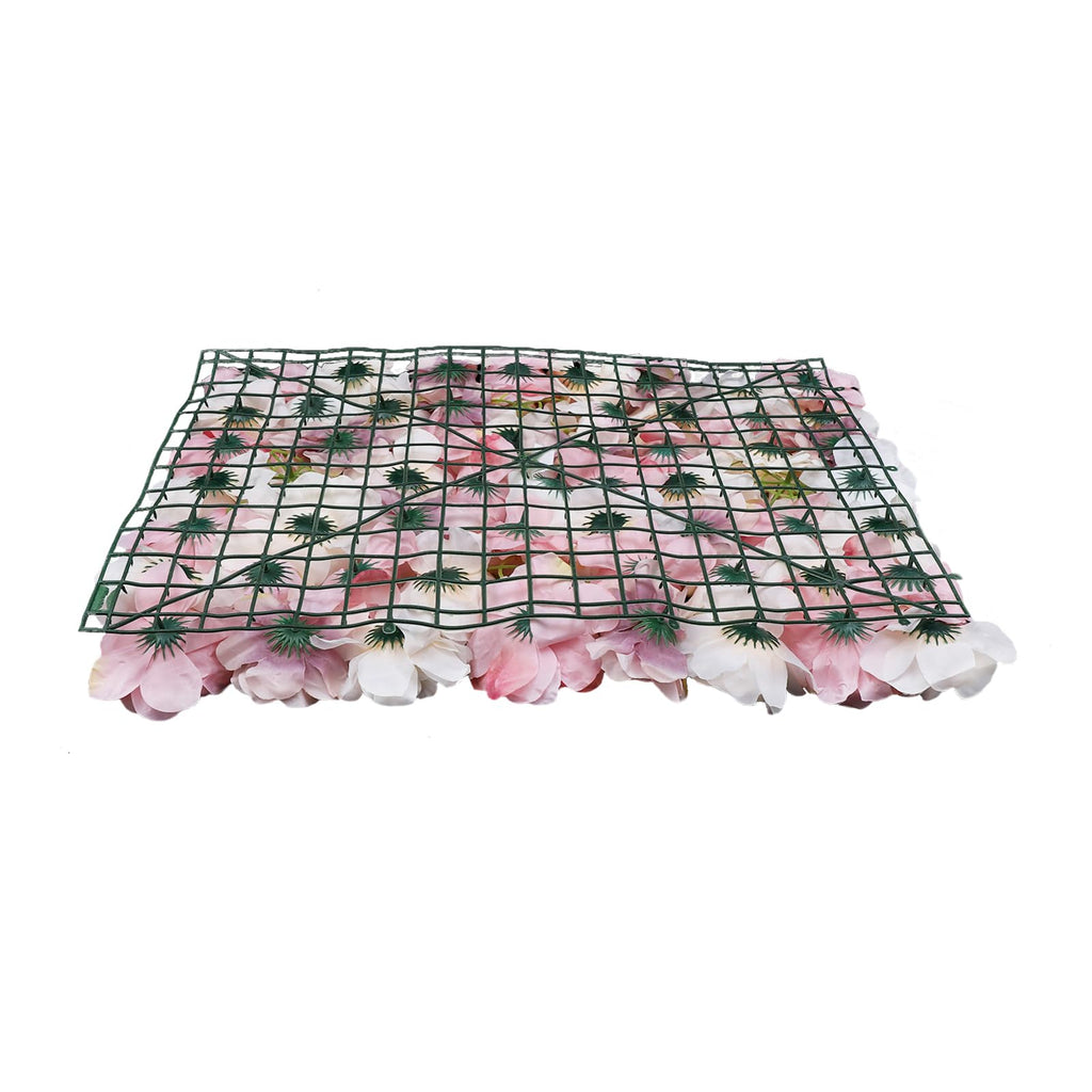 12Pcs Artificial Wall Flower Backdrop, 24" X 16" Flowers Wall Panel, 3D Decoration Silk Rose Hydrangea Wall Mat for Garden, Outdoor, Indoor, Party, Wedding and Photo Backdrop Decor