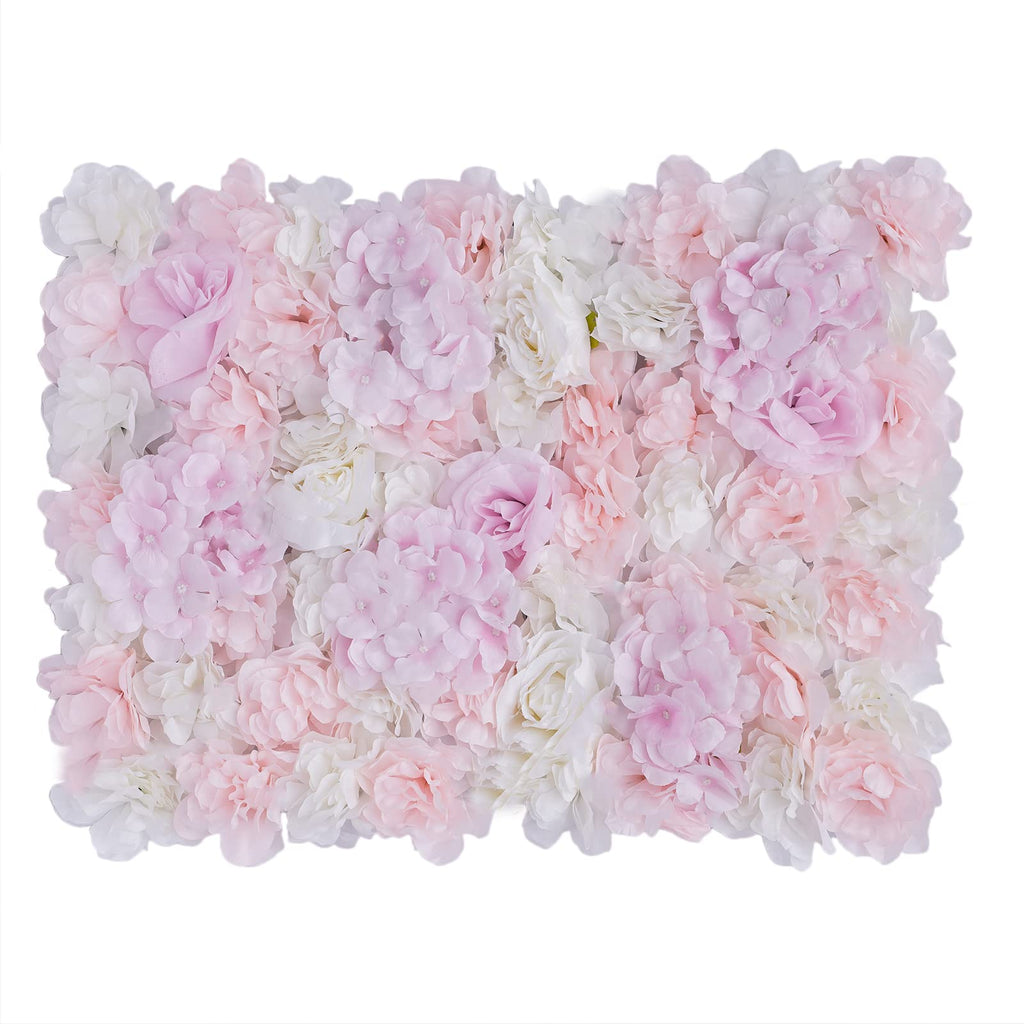 DYRABREST 12 Pack Artificial Flower Wall Panels, 16 x 24 inch Flower Wall Mat Silk Faux Hydrangea and Rose Flower Panels for Flower Wall Decor Wedding Party Event Decoration