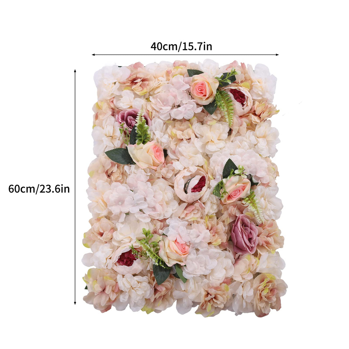 Flower Wall Panel Floral Backdrop - 6 Pcs Pink and Yellow Wall Decor, 24" X 16" Silk Rose Wall 3D Artificial Flower for Wedding Backdrops, Wedding Aisles, Flower Parties