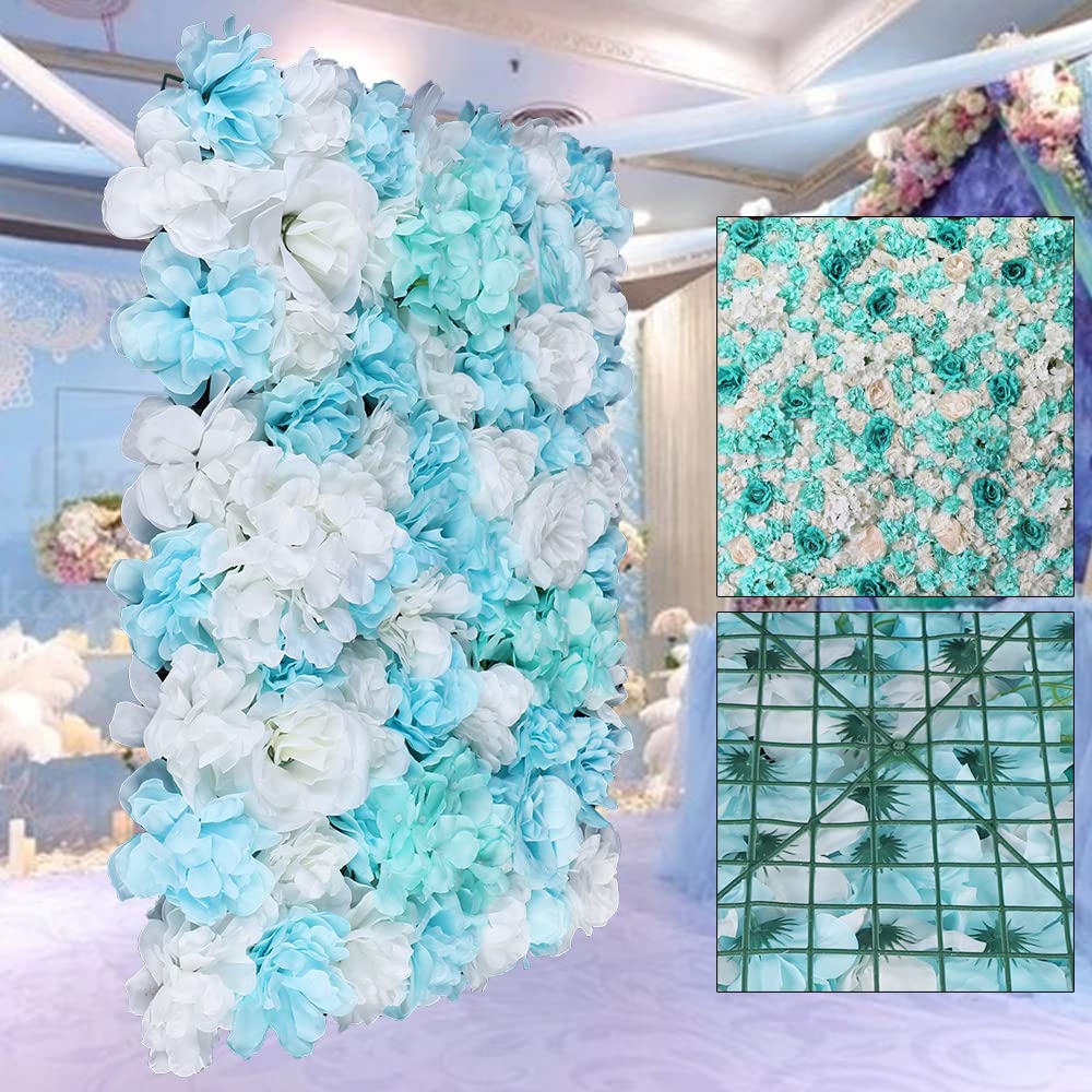 12 pcs Artificial Silk Flower Wall Panel,3D Artificial Flower Backdrop,Silk Mesh Wall Background, 3D Floral Mat for Wedding Party, Birthday, Decoration