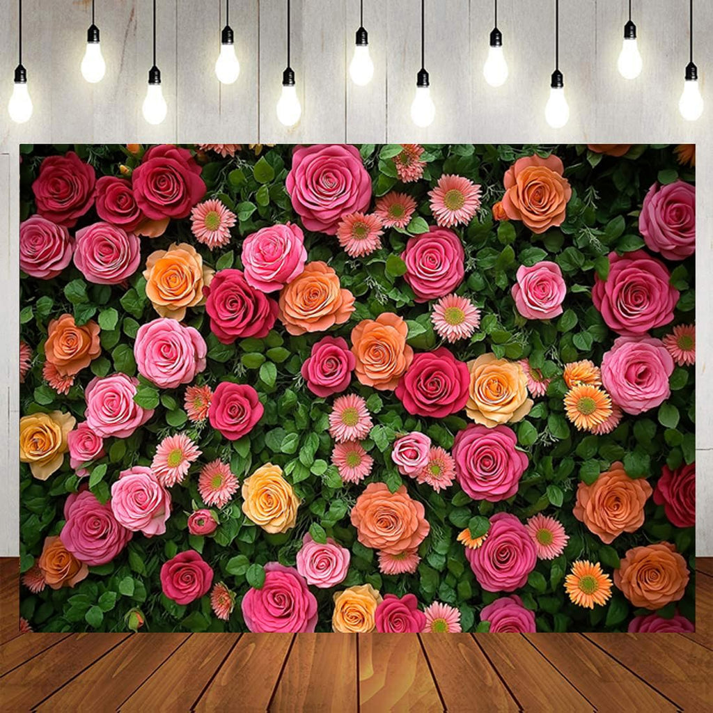 Artificial Pink Flower Wall, 8 * 8FT