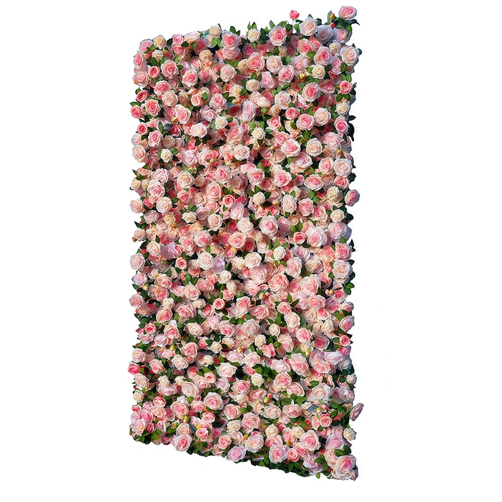 8x8ft 3D Silk Artificial Flowers Wall Backdrop, White Flower Wall, Quick Assembly and Storage, Reusable, Ideal for Weddings, Parties, Photo Booths, and Home Decor(Without Stand)