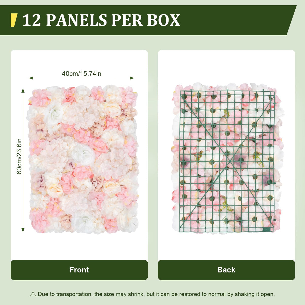 Flower Wall Panel Backdrop 12 Pcs 24 x 16 Inch Artificial 3D Silk Dahlia Rose Wall Floral Backdrop for Wedding Party Baby Bridal Shower Decor, Wall Flower Backdrop Decoration (Yellow Pink)