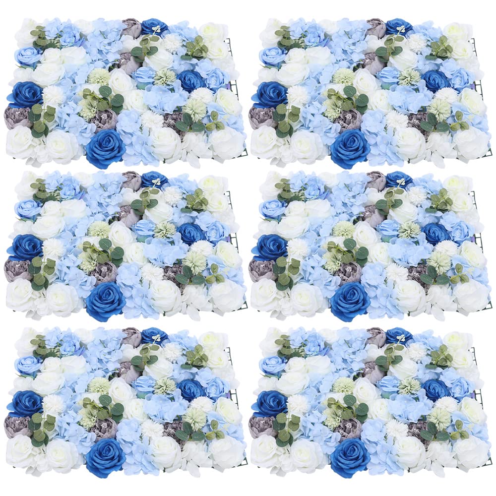 6Pcs Flower Wall Panel Plastic Artificial Flower Backdrop,3D Artificial Flower Wall Panel,Silk Mesh Wall Background for Party Wedding Decor