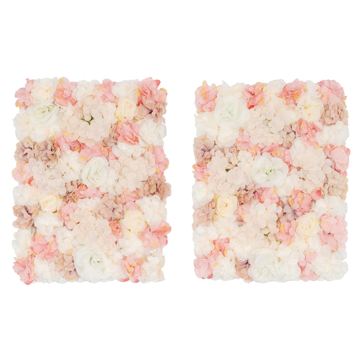 20PCS Artificial Flower Wall Panels with Dahlia, Roses, Hydrangea for Wedding Backdrop, Silk Flower Panels,Flowers Wall Backdrop for Baby Shower, Birthday Party Decor,23.6x15.7in Each (Beige)