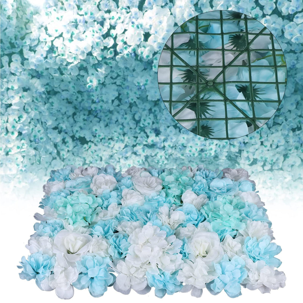 12 pcs Artificial Silk Flower Wall Panel,3D Artificial Flower Backdrop,Silk Mesh Wall Background, 3D Floral Mat for Wedding Party, Birthday, Decoration
