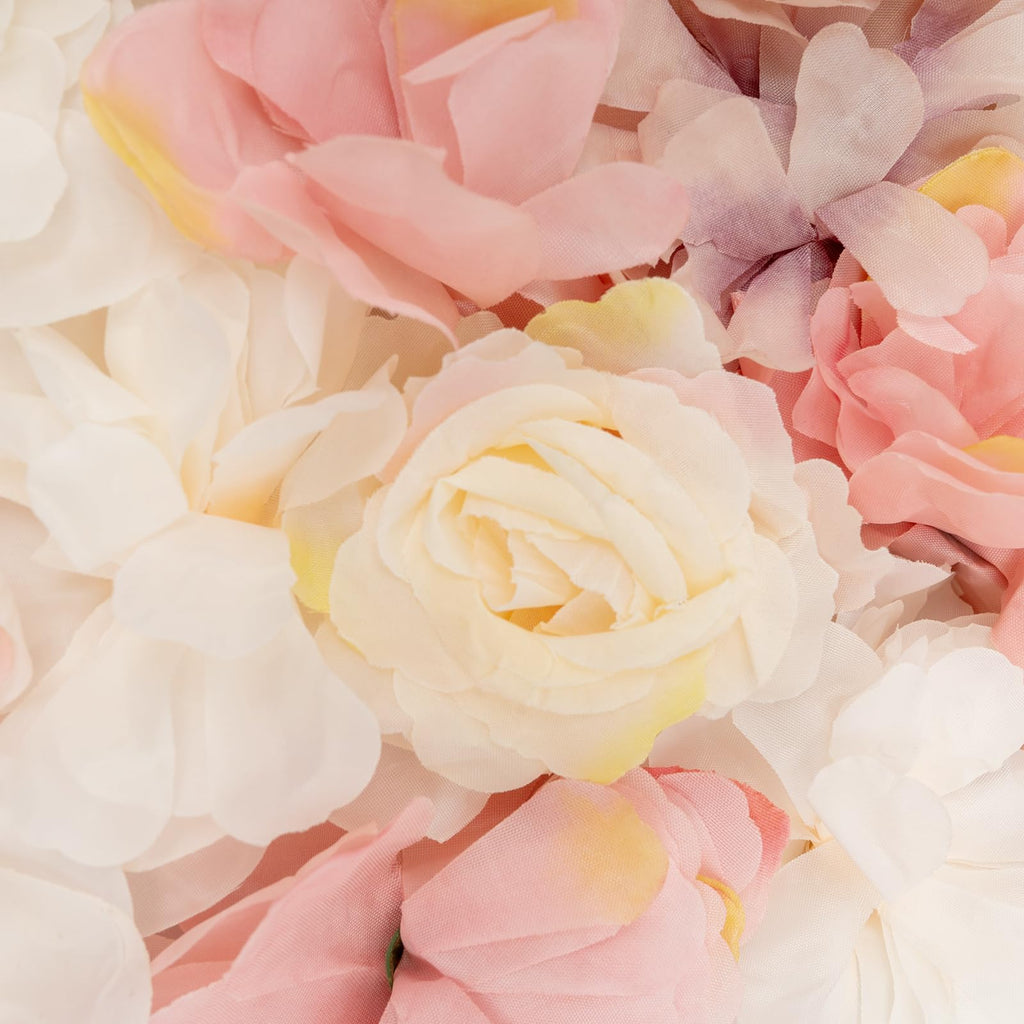 20PCS Artificial Flower Wall Panels with Dahlia, Roses, Hydrangea for Wedding Backdrop, Silk Flower Panels,Flowers Wall Backdrop for Baby Shower, Birthday Party Decor,23.6x15.7in Each (Beige)