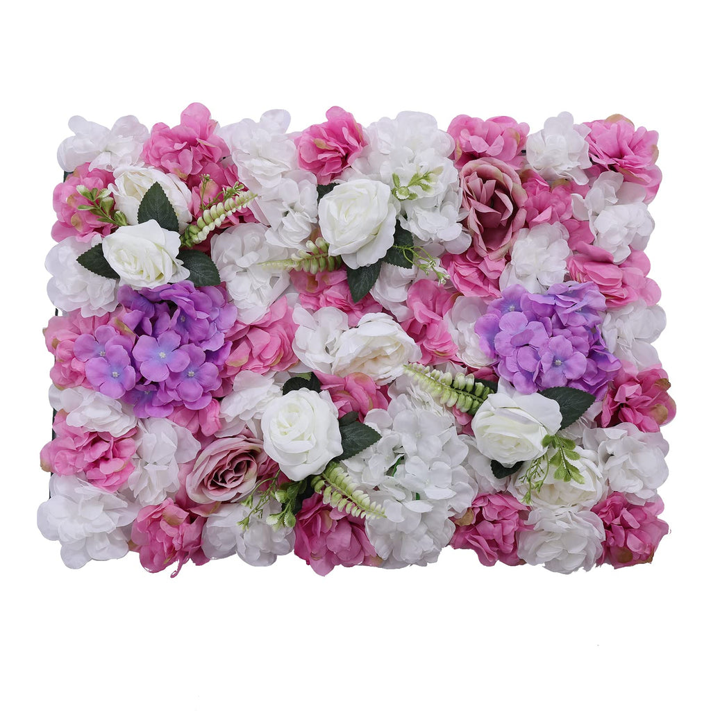 Artificial Flower Wall Panel，6 Pack Silk Mesh Wall Background 24 * 16 inch for Flower Wall Wedding Party Baby Bridal Shower Tea Party Decoration（ Pink White Purple）