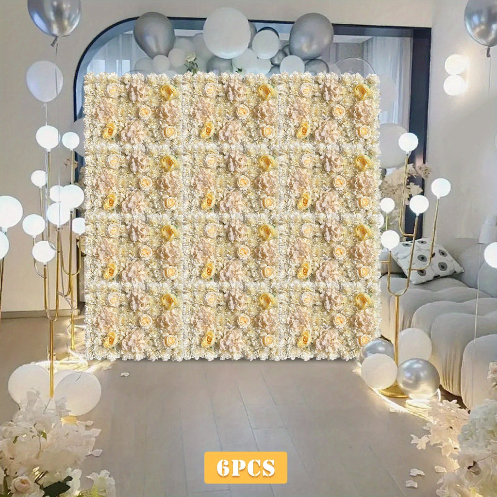 6pcs Artificial Flower Wall Hydrangea Panel Mat Pad Wedding Backdrop 23.62x15.75 inch